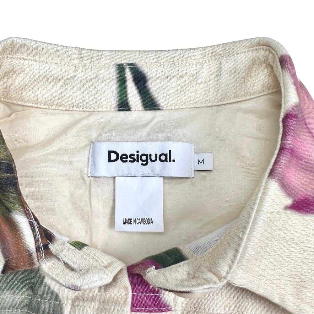 Desigual | Women | Cream Floral Spring Utility Belted Mini Shirt Dress | Medium - Picture 7 of 16
